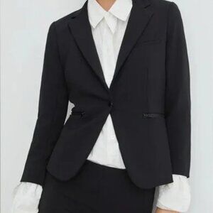 EUC - Veronica Beard Scuba Schoolboy Dickey Jacket - Size 8 Blazer Navy Blue